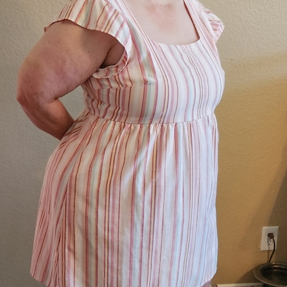 True Craft Striped Red, Pink, Blue and White Womens 3x Lined Dress. Babydoll - Picture 8 of 9